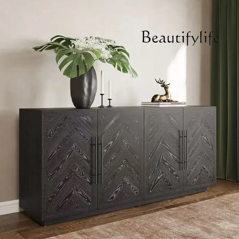 

u American country vintage distressed solid wood sideboard living room log entrance storage cabinet