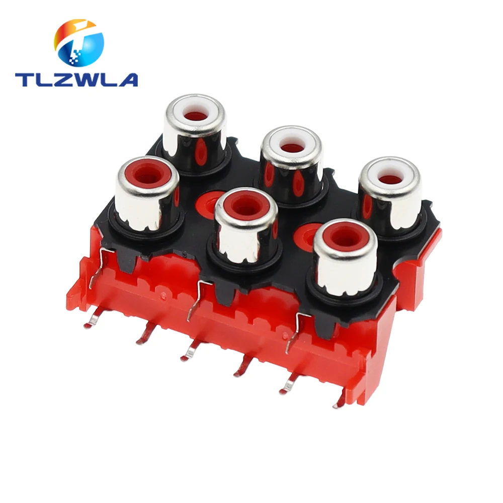 2 Stuks Nieuwe 2P 4P 6P 8P Rca Vrouwelijke Audio Video Plug Av Connector Connector AV2-8.4-13 Rode Pcb Onderdelen