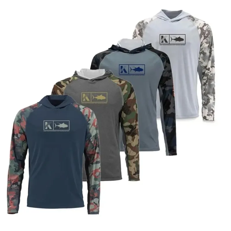 

Men's summer ice silk lightweight breathable quick drying fishing hooded long-sleeved Luya fishing clothing