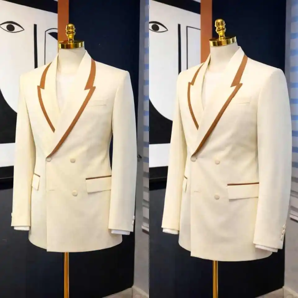 

Classic Men's Suits 2 Pieces Jacket Pants Peaked Lapel Double Breasted Formal Occasion Wedding Outfits Customzied