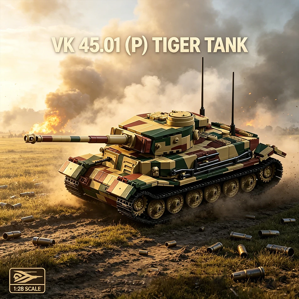 

WW2 Military German Army VK 45.01 P Tiger Tank Building Blocks World War 2 Heavy Tank Set with Soldiers Bricks Toy for Kids Gift