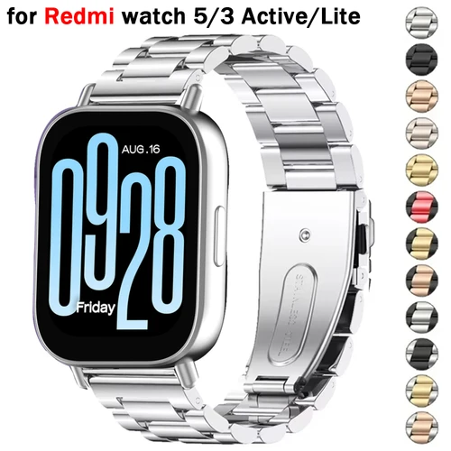 Correa de acero inoxidable de 22mm para Redmi Watch 5 Active 5 Lite, correa de Metal para Xiaomi Redmi Watch 3 Active 3 Lite