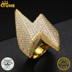 Unisex Classic lightning 925 Ring Moissanite Men Men Hip Hop Jewelry Pave Setting Ring Fashion Rock Gift