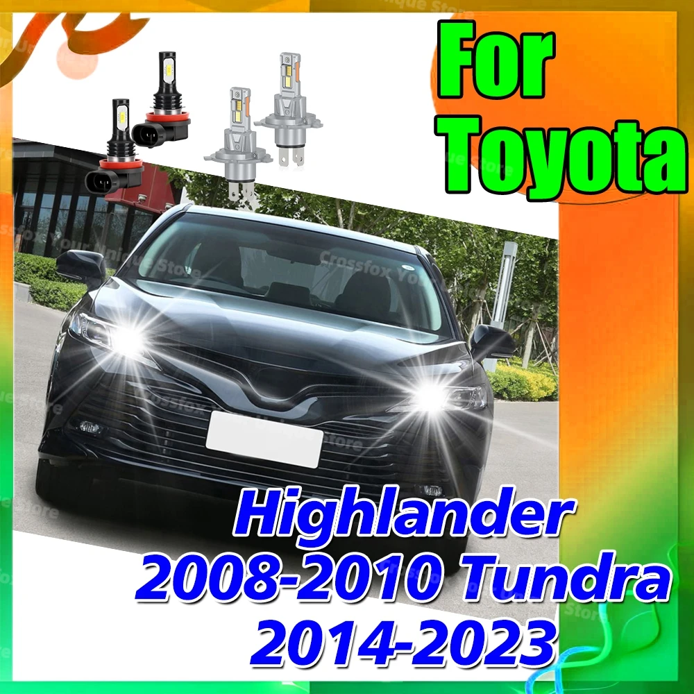 2/4x Wireless LED Headlights 6000K Fog Lamp Bulbs For Toyota Highlander 2008 2009 2010 Tundra 2014-2023 2015 2016 2017 2018 2019