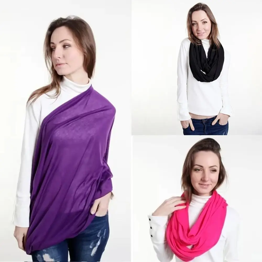 New Solid Color Infinity Scarf Lightweight Cotton Blend Circle Scarf Soft Loop Scarf for Women
