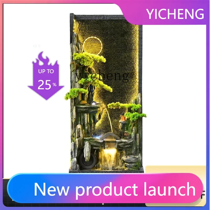 

BJ large rockery water curtain wall running water partition screen living room club background wall courtyard landscaping