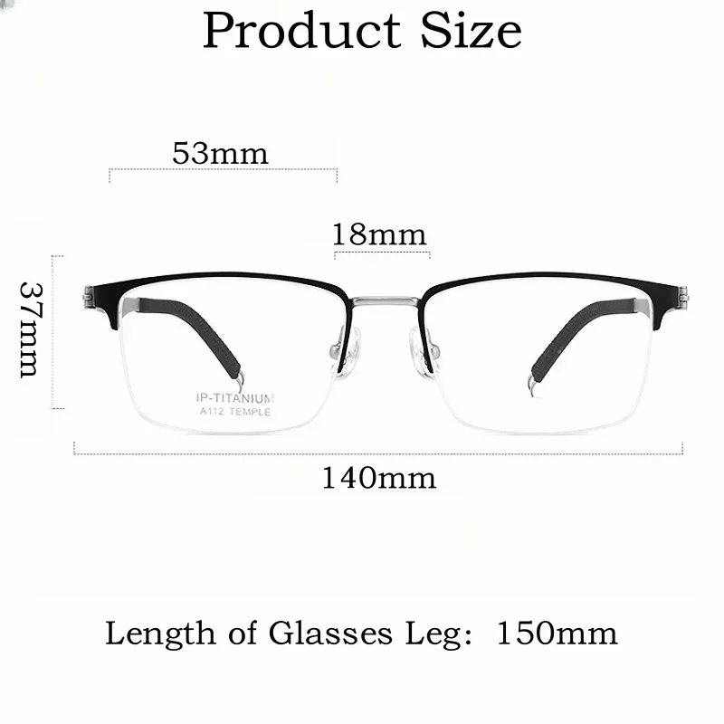 خفيفة للغاية الأعمال خالية من المسمار تصميم النظارات العصرية التيتانيوم النقي وصفة طبية بصرية نصف إطار قصر النظر نظارات الرجال A112E