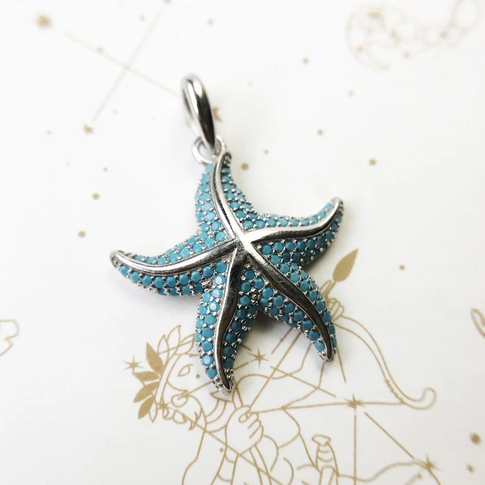 Oceanstar-Pendentif bleu en argent regardé 925 pour homme et femme, bijoux fins, accessoires de haute mer, Europe, cadeau