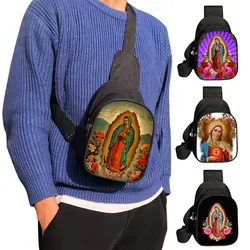 Blessed Mother Religious Art Chest Bag Our Lady of Guadalupe Virgin Mary Crossbody Bags for Travel Phone Purse Holder Handbags