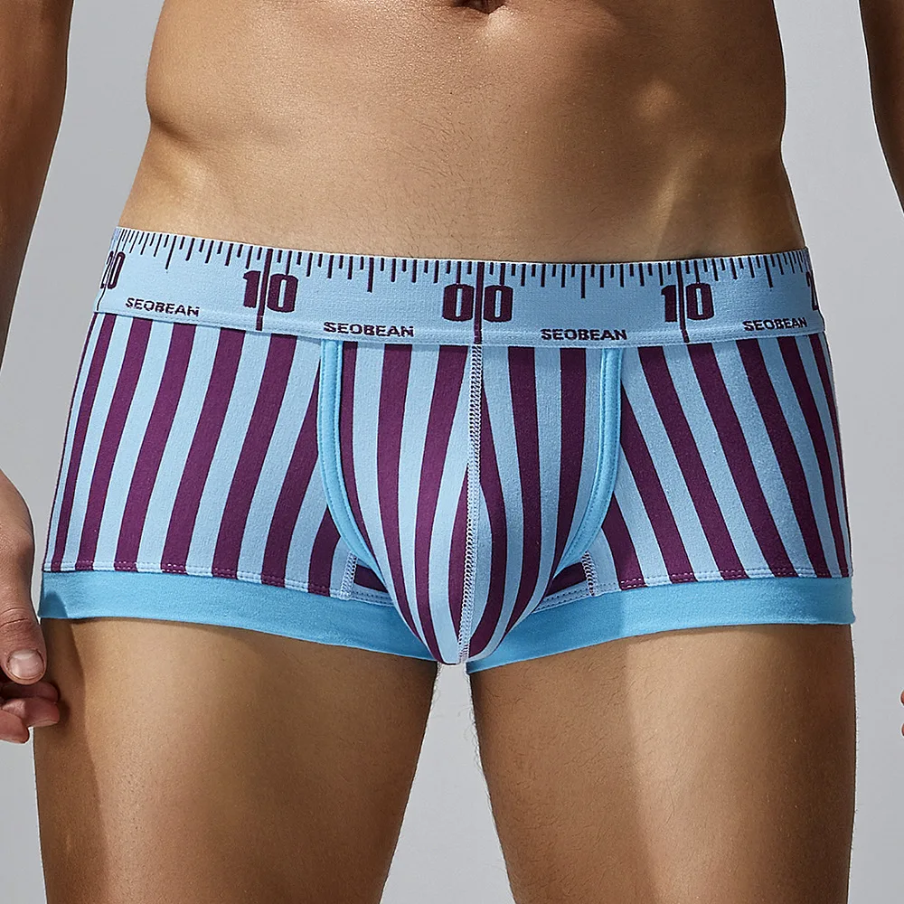

Men Underwear Cotton Breathable Briefs Low Waist Sexy Stripe UnderPants Male Fashion Casual Comfortable Boxer Briefs