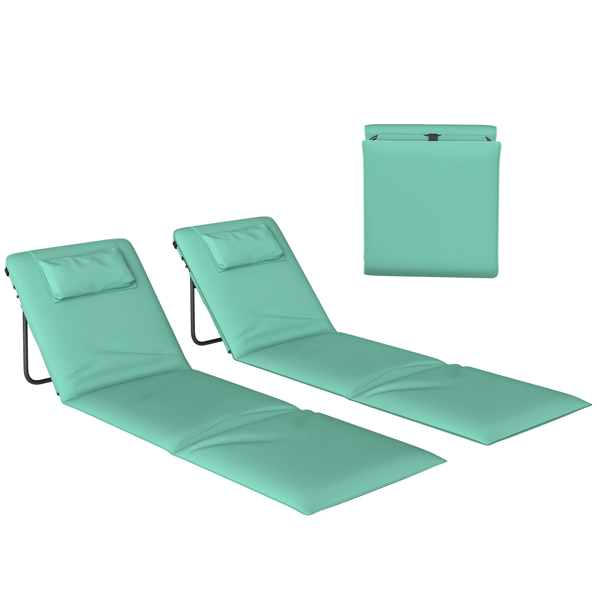Outsunny 2 Esterillas de Playa Plegable con Respaldo Ajustable