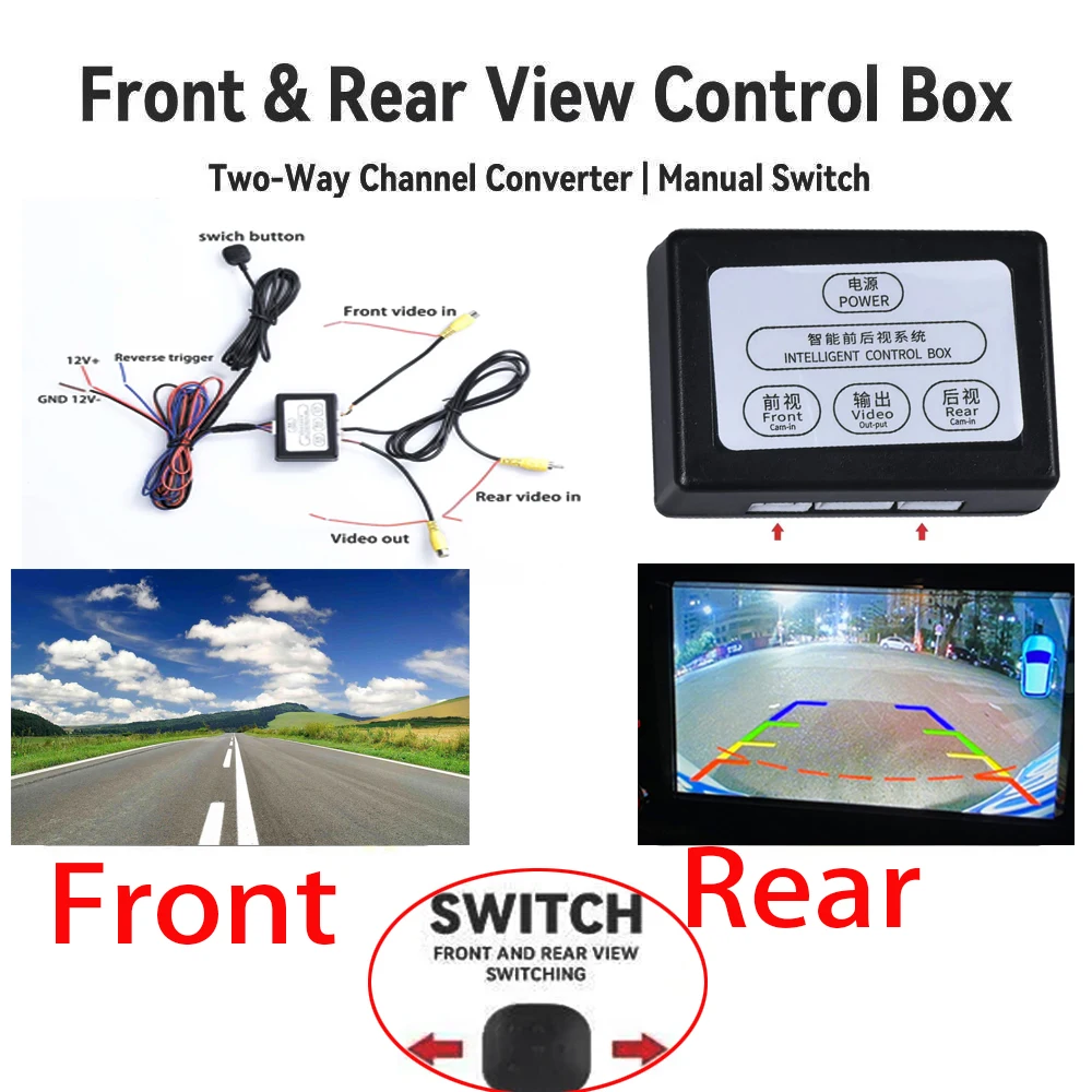 

Car Parking Camera Video Channel Converter Auto Switch Front /View Side/Rearview Rear View Camera Video Control Box with Manual