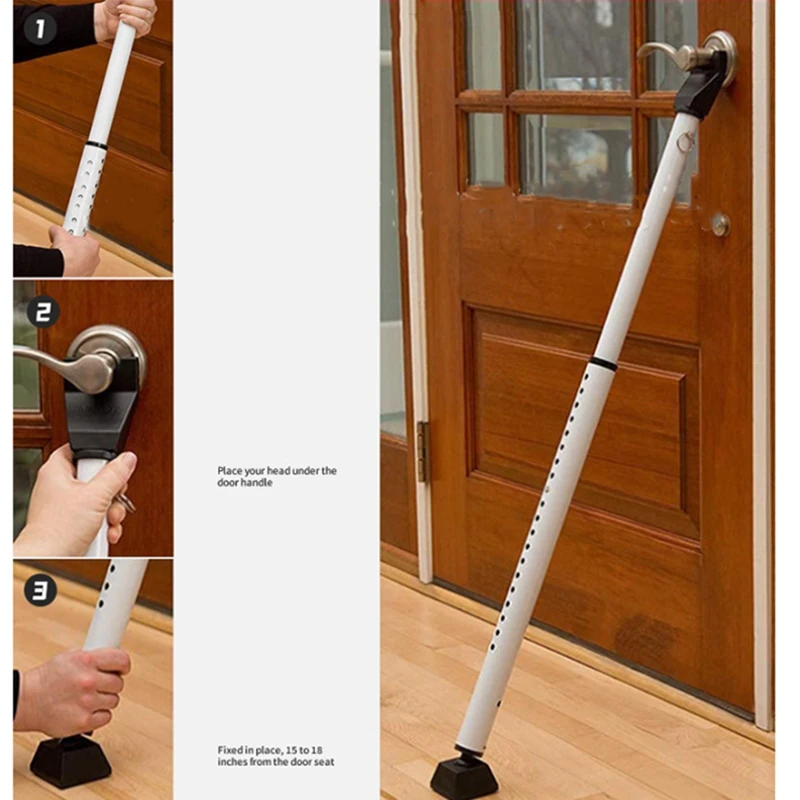 Door Security Bar And Sliding Patio Bar, Heavy Duty Stop Adjustable Jammer, Adjustable Telescopic Door Bar