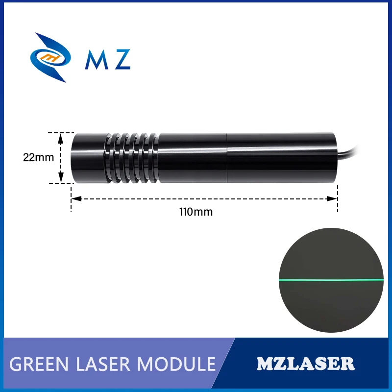 New Compact Green Line Laser Diode Module 520nm D22mm 50mW 100mW 5V 12V 24V High-Accuracy Industrial Grade Line Laser