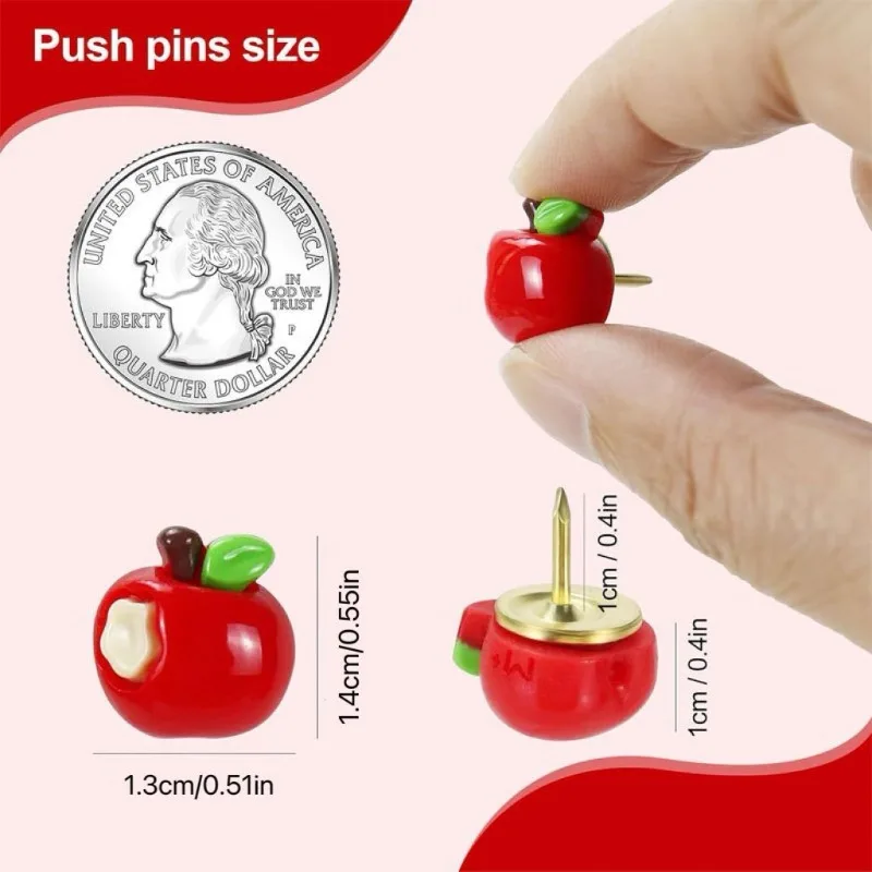 10 pz/set Cibo Mela Puntine per Bacheca Realistiche Frutta Puntine da Polso per Feltro Foto Parete Carino Pin Decorativo per Ufficio