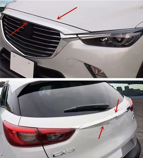 For Mazda CX-3 2017-2019 High-quality ABS Chrome Hood trim trunk decoration strip anti-scratch protection car accessories