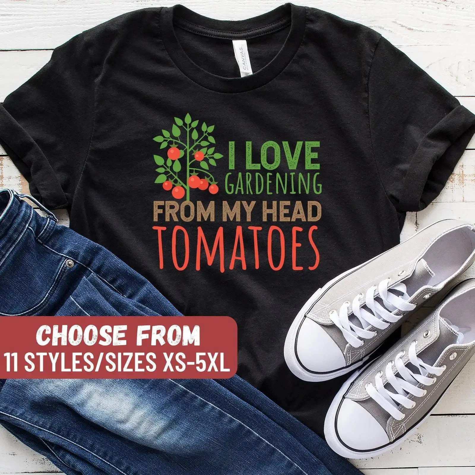 I Love Gardening From My Head Tomatoes Funny T Shirt Gardener Tank Sizes XS 5XL vintage Washed Comfortable