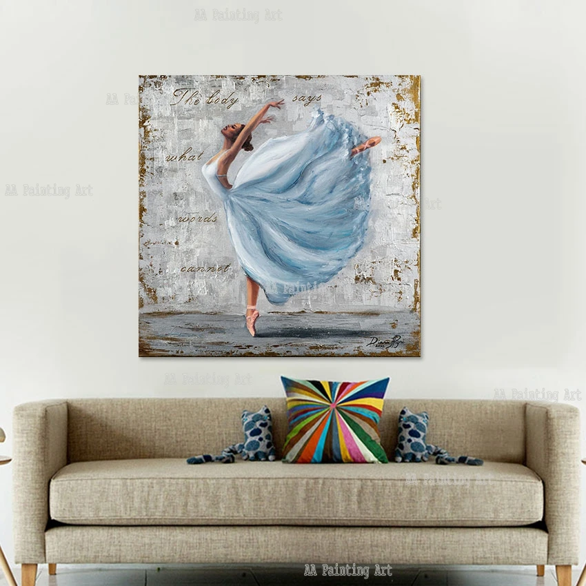 

Luxury Aesthetic Room Decor Art Girl Dancing Ballet Classical Abstract Hand-painted Sexy Woman Portrait Canvas Painting Art Set