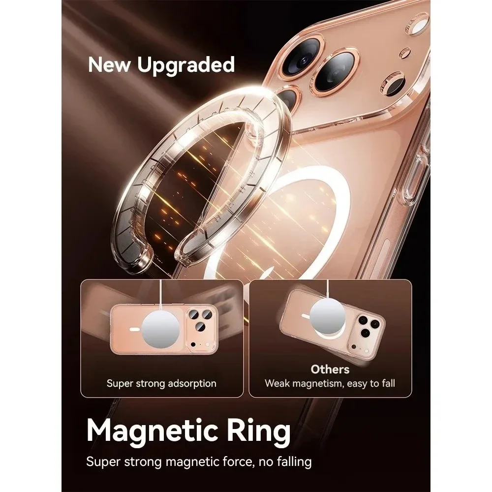 حافظة مغناطيسية جديدة لهاتف آيفون 17 برو ماكس حافظة مضادة للصفر غطاء شفاف لهاتف آيفون 17 برو ماكس غطاء رقيق للشحن اللاسلكي