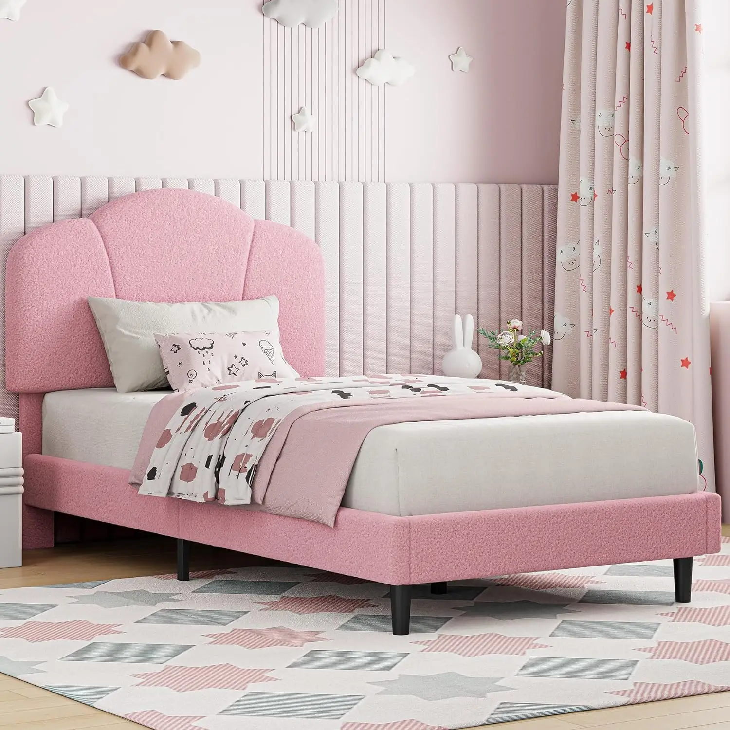 

Двуспальная кровать-платформа с обивкой и изголовьем из велюра, без пружинного блока, выдерживает до 800 фунтов, деревянные ламели, бесшумная, простая сборка, на заказ