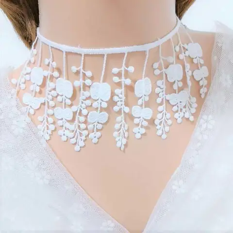लेडी चोकर्स लीफ टैसल महिलाओं के गले का आभूषण एक्सेसरी गर्ल लेस गॉथिक विंटेज सेक्सी फैशन वेलवेट गुलाब मोती फूल हार 10 best sales गले का हार - №7