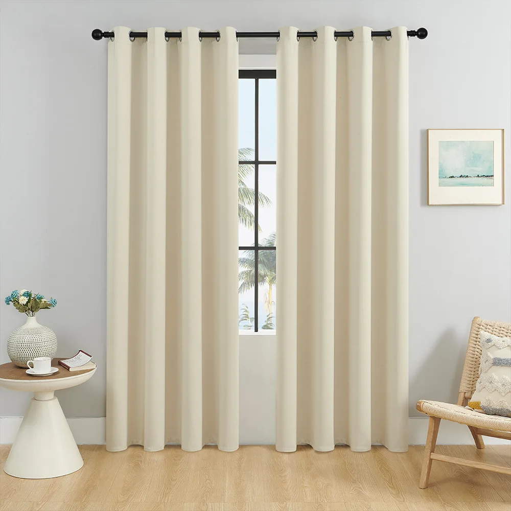 Solid Colors With Three Layers Blackout Thermal Insulated Curtains for Bedroom Living Room Balcony 2PCS Total Privacy Decoration