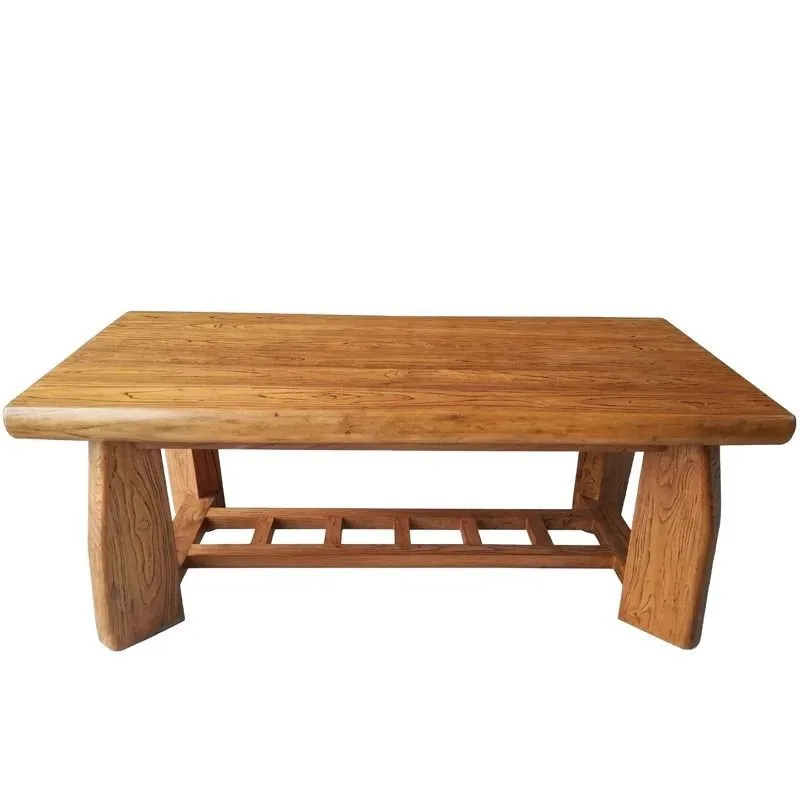 

Solid wood dining table old elm rectangular tea dining table all solid wood Chinese furniture hotel homestay log table