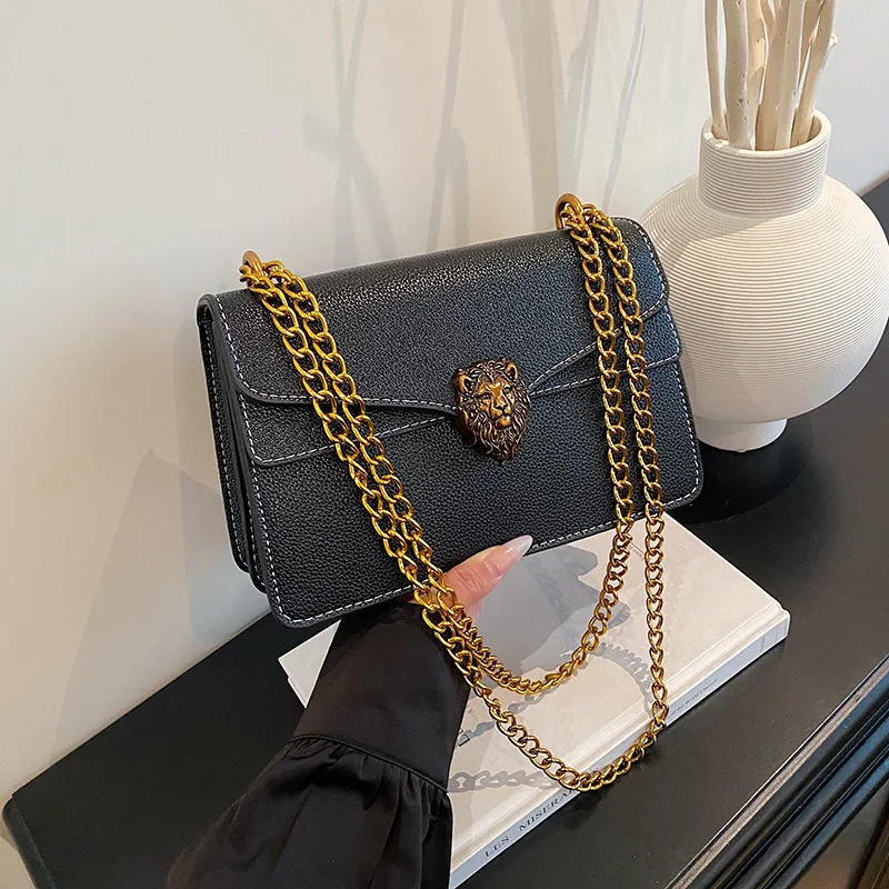 

Premium Texture Fashion Heavy Feeling Women's Bag New Luxury Chain Crossbody Shoulder Double Compartments Flip Small Square Bag