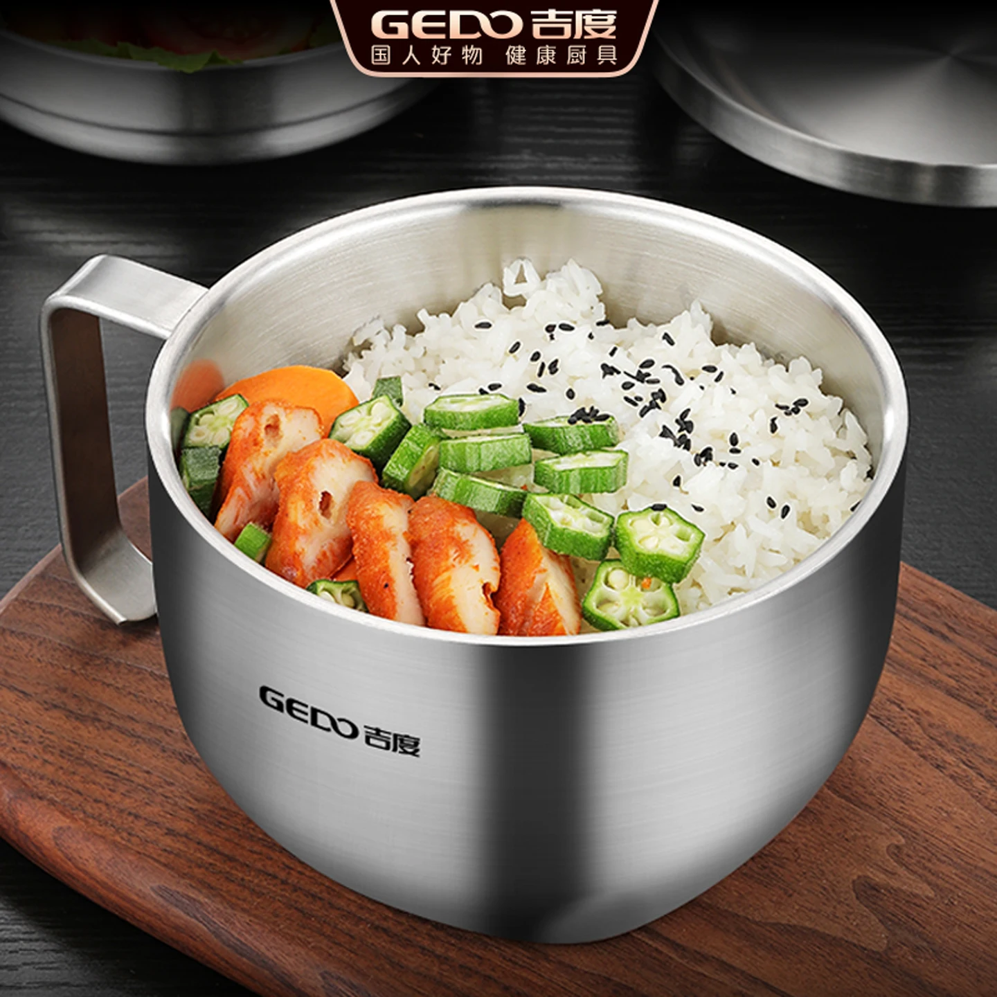 

GEDO LFGB Certification 304 Stainless Steel Fast Food Container Hollow Layer Heat Insulation Warm Keeping Instant Noodle Bowl