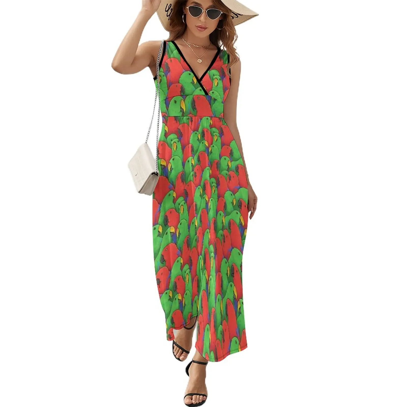 

Male and Female Eclectus Parrots Sleeveless Dress summer dress clothes for women Dress woman luxury dresses