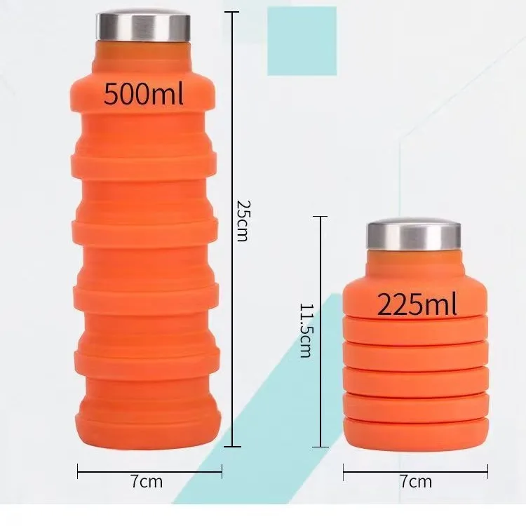 50pcs 550ML Portable Silicone fashion Folding Water Bottle Retractable Outdoor Climbing Travel Collapsible Sports Kettle DHL