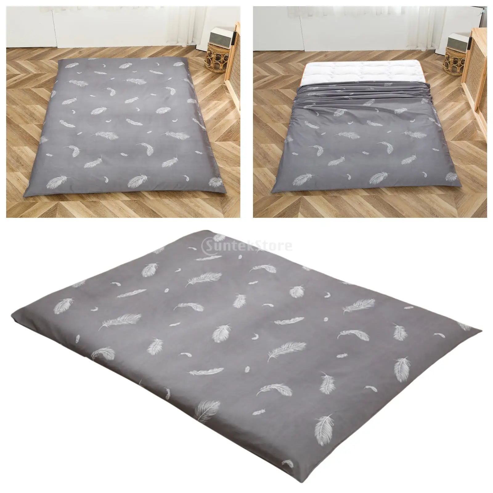 Removeble Mattress Protector Bedspread Tatami Floor Mat Cover With Zipper