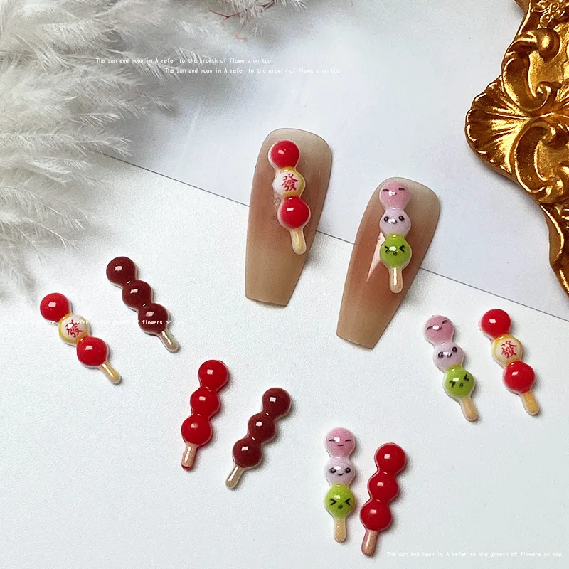 10pcs 3D Chinese Kawaii Resin Nail Art Charms Exquisite Candy Design Nail Rhinestones Decorations DIY Cartoon Accessories Parts