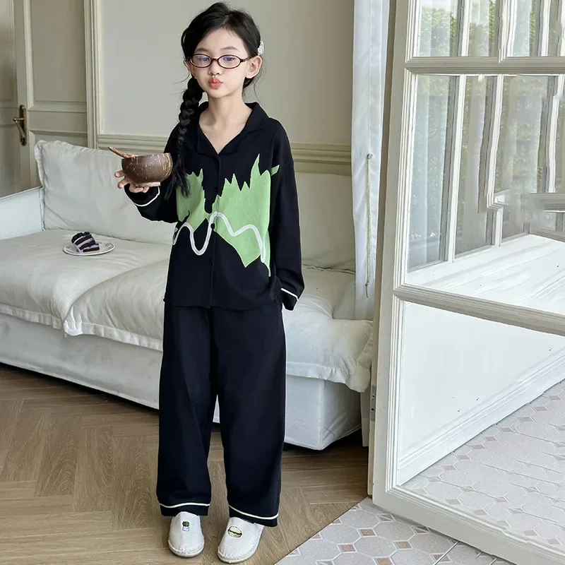 Girls' Home Clothes Set for Autumn 2024, Children's Home Pajamas Casual Home Two Piece Set Outerwear Trendy