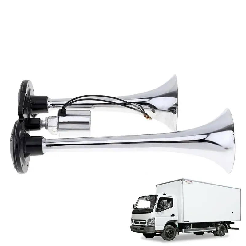 Semi Truck Air Horn Dual Horn Super Loud Electric Double Tube Motorcycle Train Air Horn Impact Train Horn for Trucks Any 12/24v