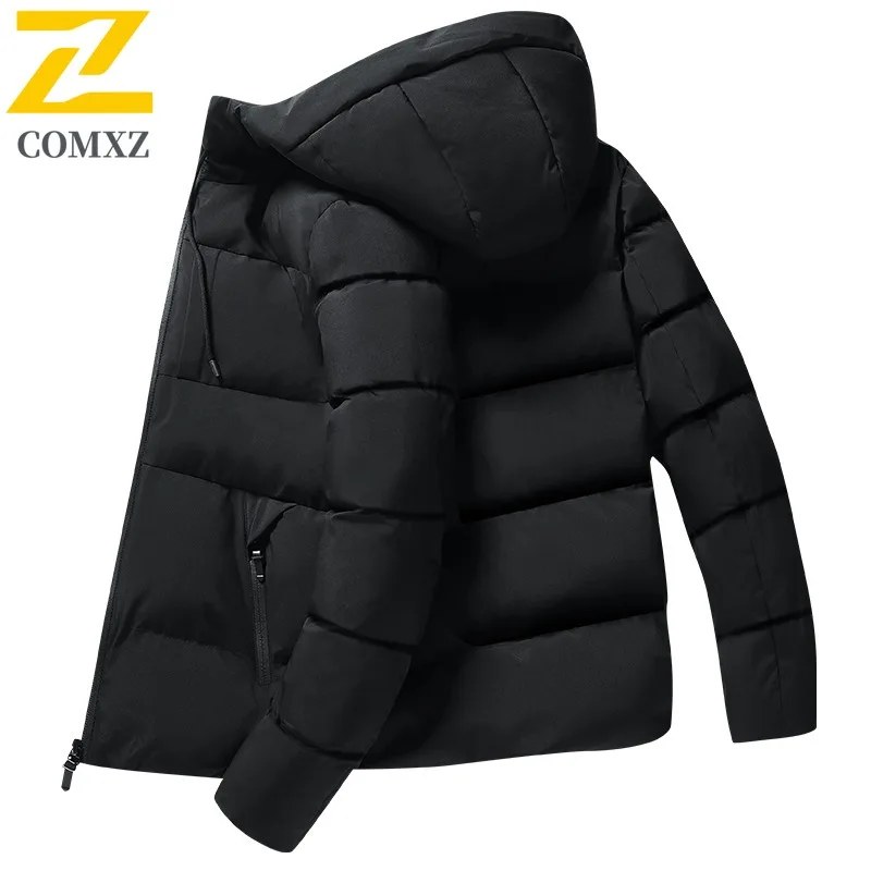 COMXZ Functional Cotton Coat 2025 New Men Trendy Double Layer Hooded Jacket Thickened Korean Style Warm Windproof Outerwear