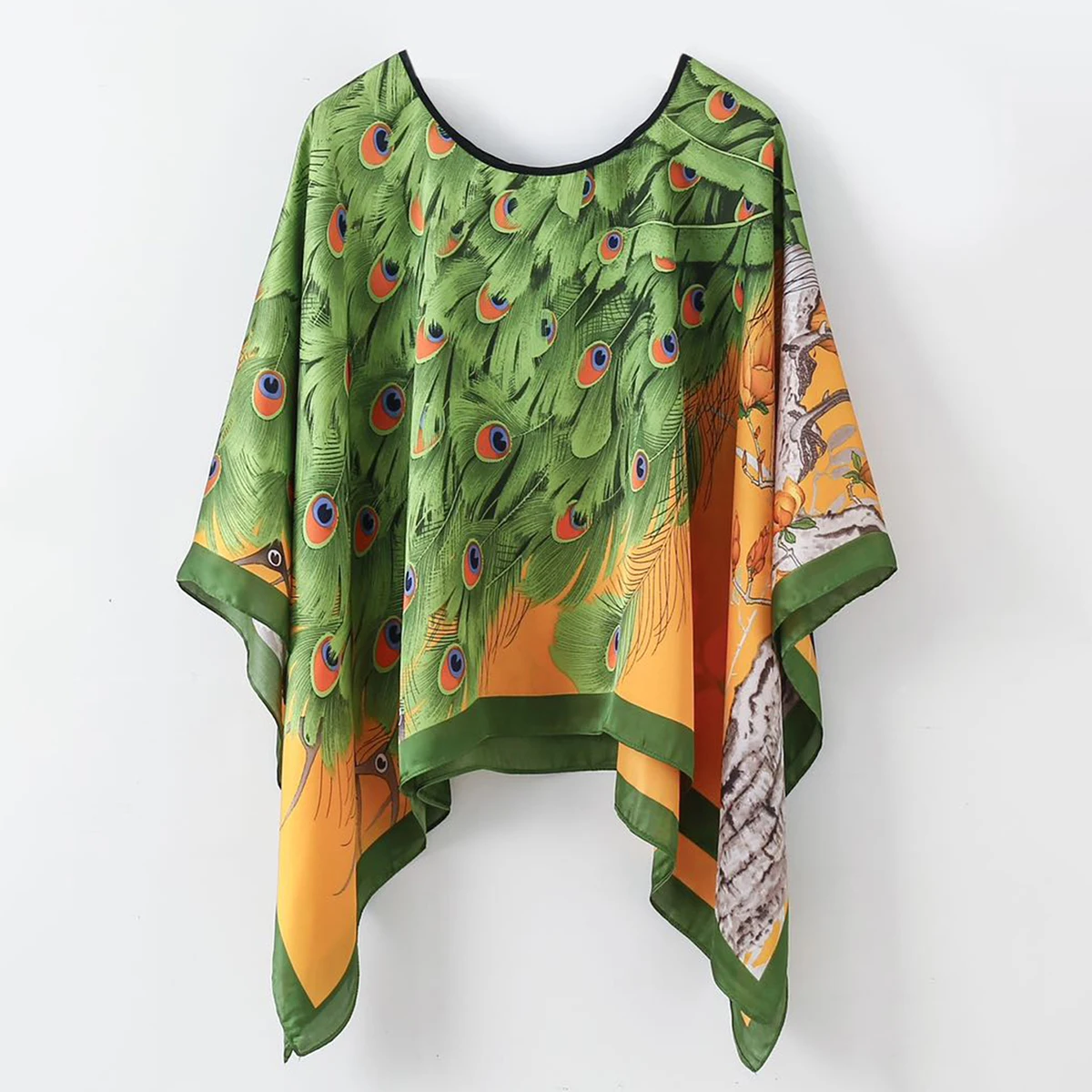 Women's Printed Fashionable Pullover Shawl Chiffon Beach Cover-Up, Bohemian Pullover Sunscreen Clothing For Daily Decor