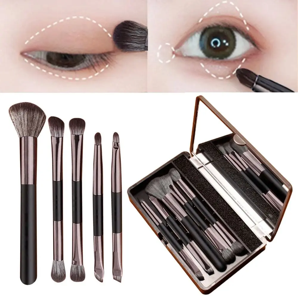 

Double-ended Eyeshadow Brushes Set Eyebrow Pencil Eyeliner Brushes Travel Makeup Brush Set with Storage Box and Mirror Soft