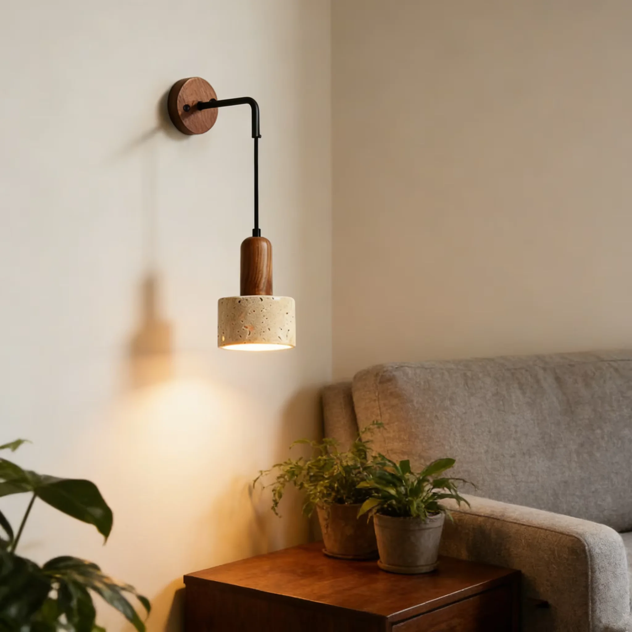 Obrázek 5: Přírodní žlutý mramor LED e27wall lampa, japonský wabi sabi teplý lehký, u postele dekorace pro domácí pobýt studovat restaurace