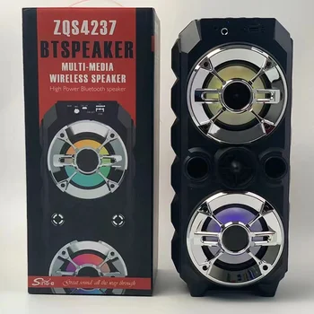 Dual 4-inch Bluetooth Speakers Outdoor Karaoke Bass Column TWS Wireless Speakers Shock Subwoofer Fm Radio TF AUX USB Speakers with Box