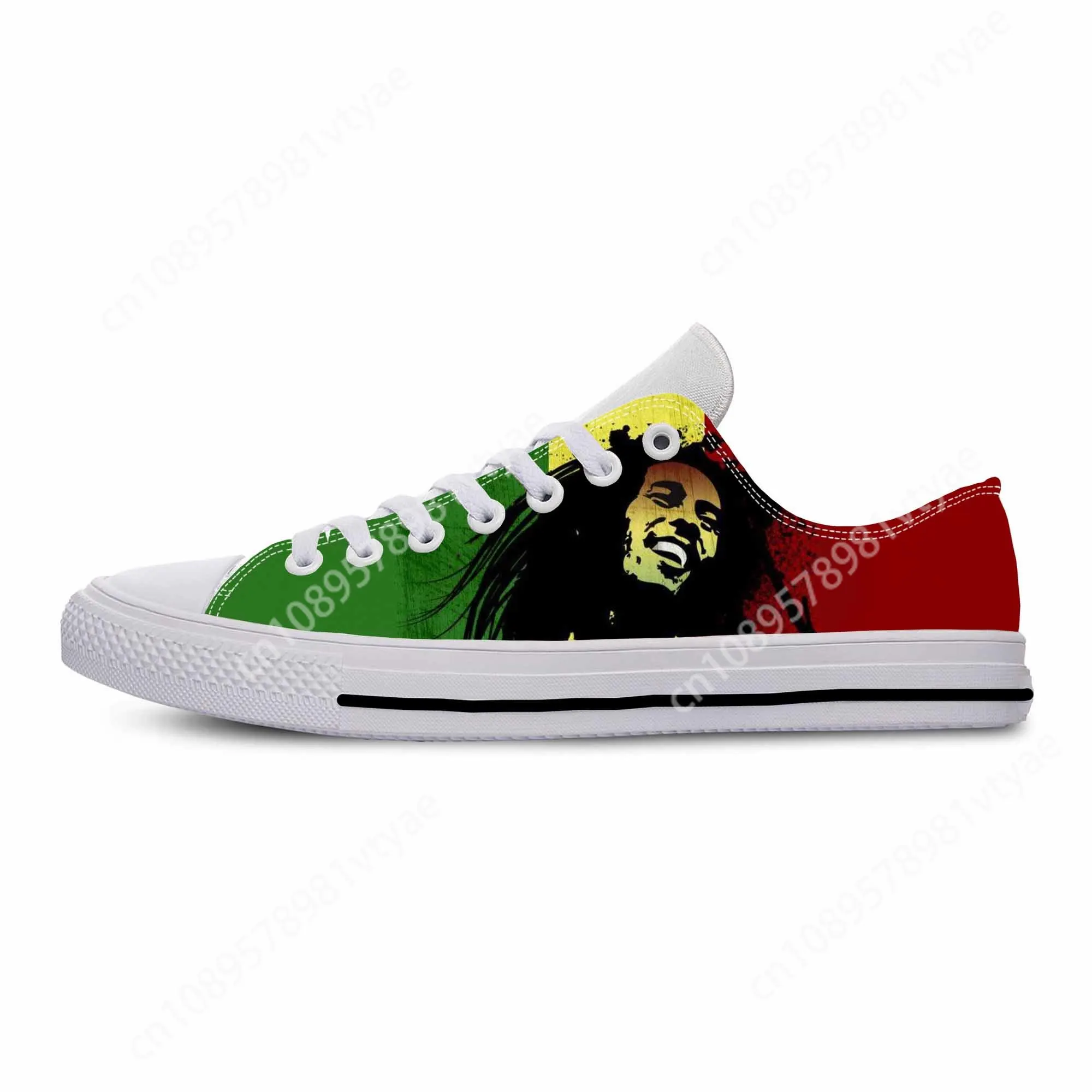 Legend Bob Marley Reggae Rasta Music Rock Fashion Casual Cloth Shoes Low Top Comfortable Breathable 3D Print Men Women Sneakers