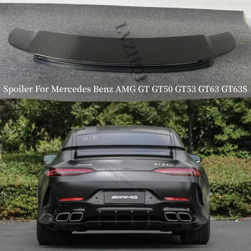 Real Carbon Fiber FRP Primer Spoiler For Mercedes Benz AMG GT GT50 GT53 GT63 GT63S 2018-2025 Rear Wing Trunk Lip Kit Splitter