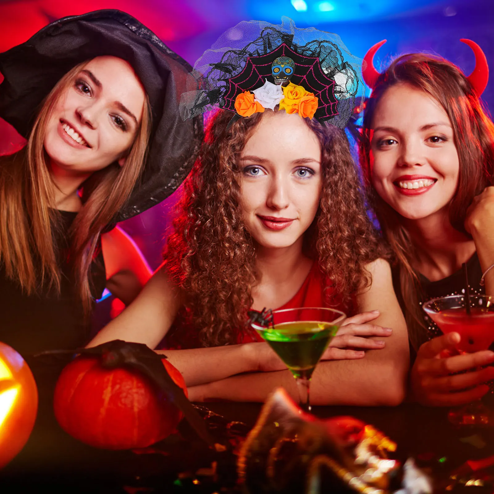 

2 Pcs Headband Halloween Headbands Hair Hoops for Women Girls Mesh Headdress Headwear Clothing