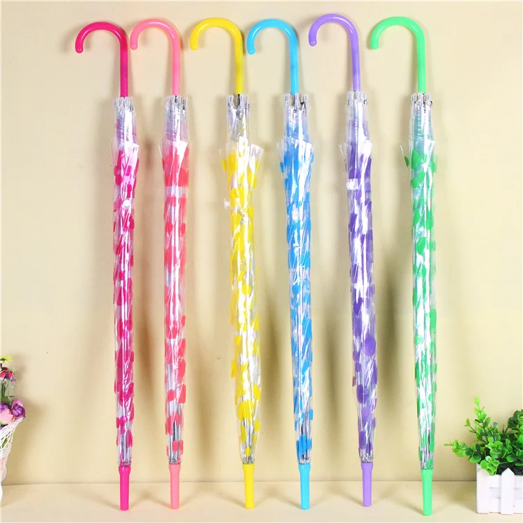 Adult Rainny Transparent Clear Umbrella Multicolor Dot Printed PVC Umbrellas Long Handle Rainproof Umbrellas for Kids