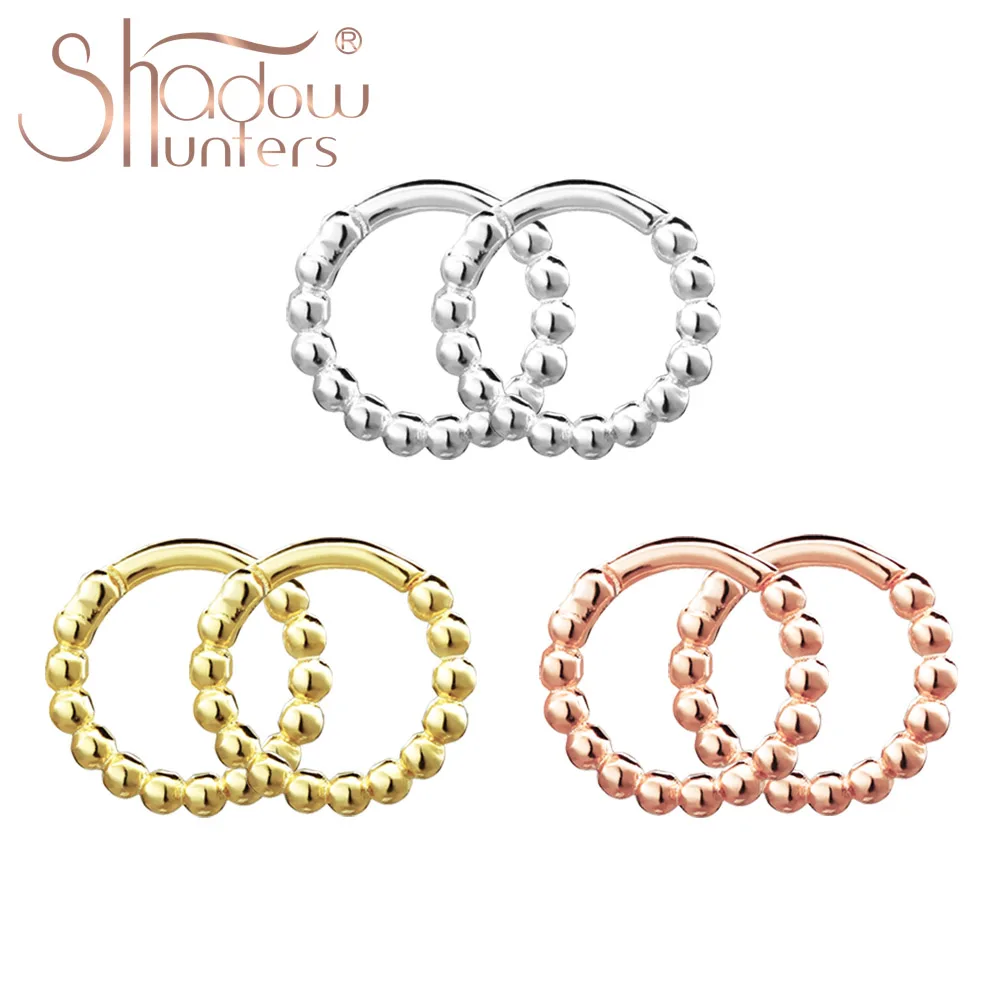 SHADOWHUNTERS ريال 925 فضة أقراط صغيرة هوجيز الغضروف مطرز الأطواق الصغيرة للنساء مجوهرات للجسم ثقب الأنف #1