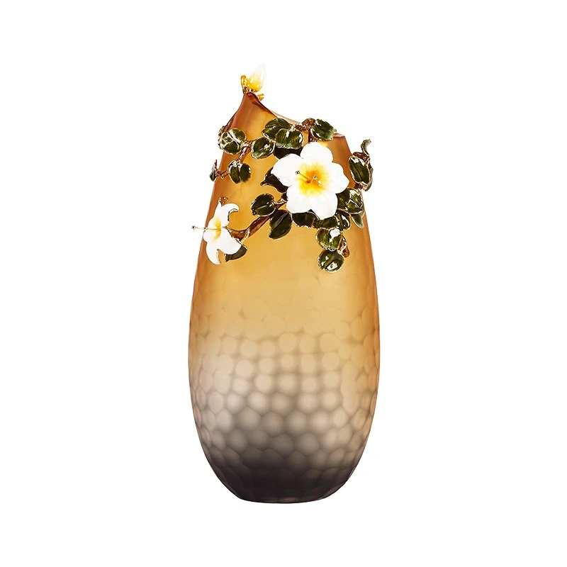 

Creative niche enamel color frosted glass, flower arrangement vase living room desktop design sense, characteristic flower