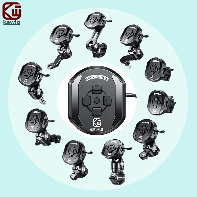 Kewig M36-C1L Motorcycle Magnetic 4-Lock Phone Holder CNC Aluminum Shockproof Phone Mount For Motorbike Bicycle E-Bike Scooter