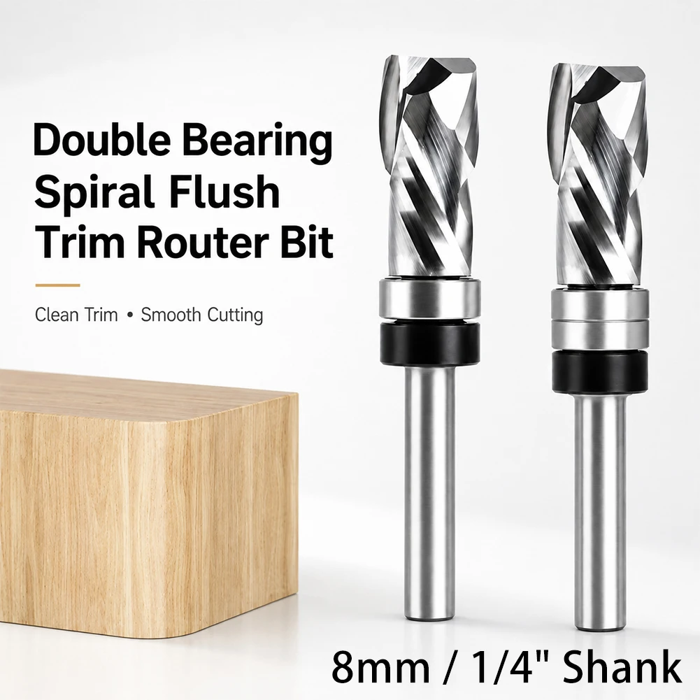 Schablonen-gesteuerter Spiralfräser mit 8mm 1/4" Schaft für Holzschnitzerei, Nutenfräsen und Kantenbearbeitung