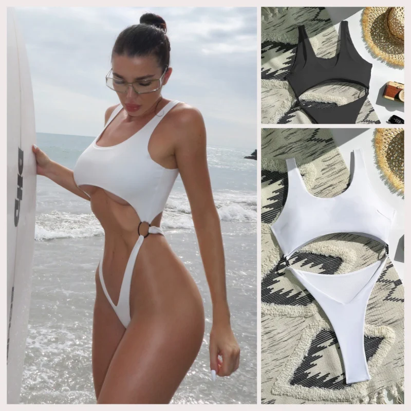 Sexy Hollow-Out One-Piece Swimsuit for WomeninsHigh-cut slimming beach vacation swimsuit for women