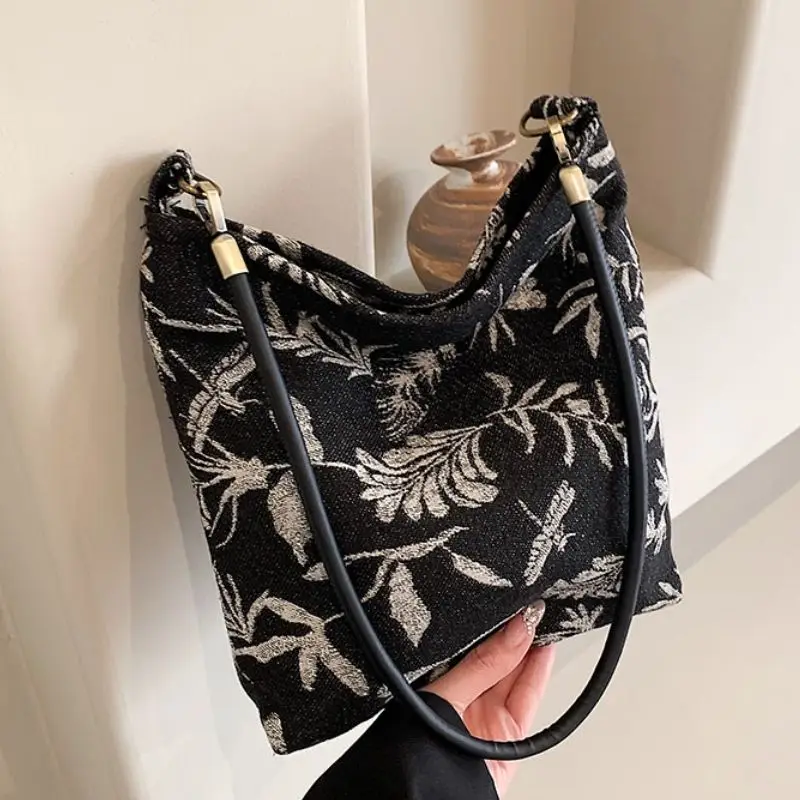 

JIAERDI винтажная большая сумка с цветочной вышивкой, женская квадратная парусиновая сумка большой вместимости, женские повседневные богемные сумки подмышками